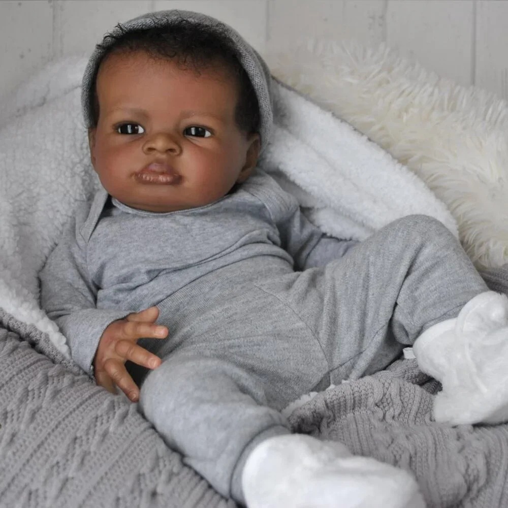 🆕20Inch African American Newborn Boy Doll Weighted Soft Cloth Body Black Boy